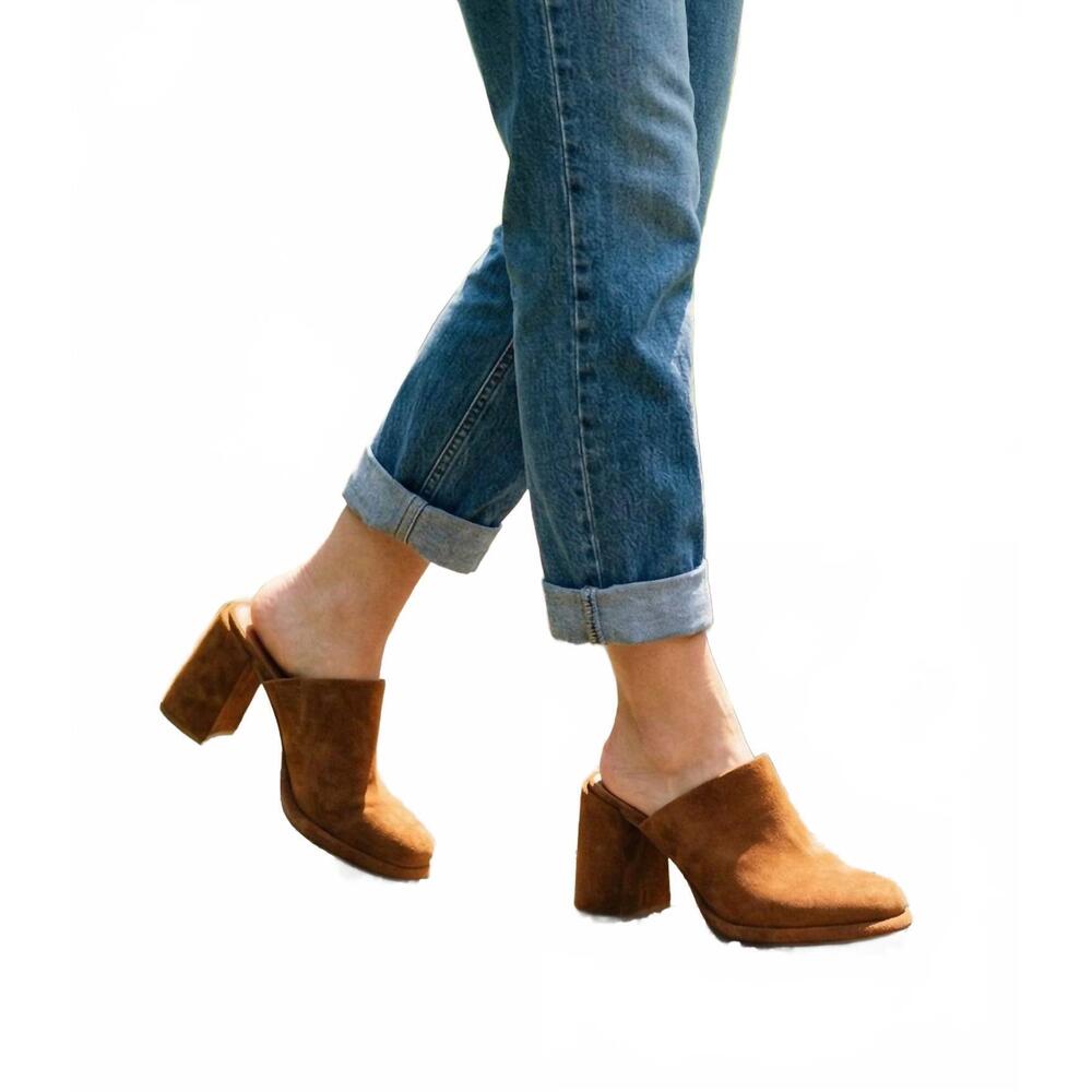 NEW SEYCHELLES women's honor suede high heel clogs in brown - Picture 4 of 10